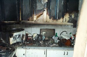 Die Kücheneinrichtung wurde durch das Feuer komplett zerstört