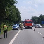 Sperrung des rechten Fahrstreifens durch die Feuerwehr