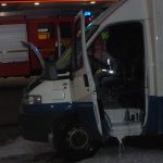 Der Transporter nach Abschluss der Löscharbeiten