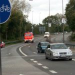 Die Verstärkung des TLF 24/50 ist auf der Anfahrt