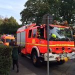 Löschgruppenfahrzeug 10 geschmückt für den Erntedankfestumzug an der Einsatzstelle