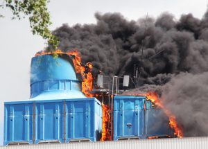 Brennende Filteranlage