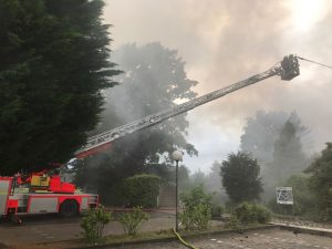 Einsatz des Wenderohres vom Korb der Drehleiter