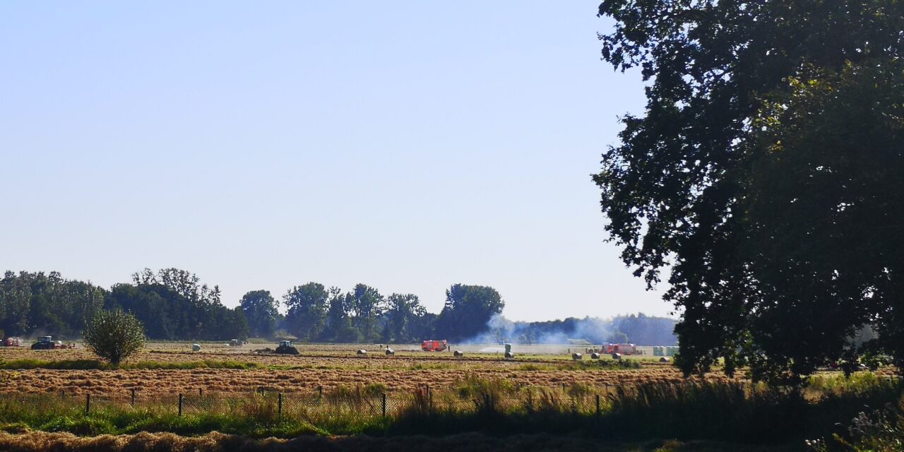 Feuer während der Heuernte