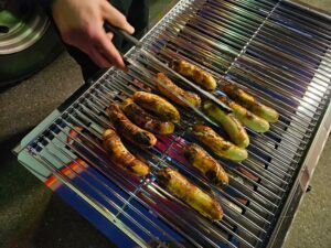 Die erste Funktionsprobe des neuen Grills
